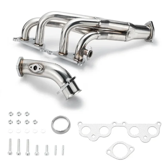 Fuda Exhaust Header for Toyota Tacoma 95-01 2.4L 2.7L L4, Polished, 1 Piece
