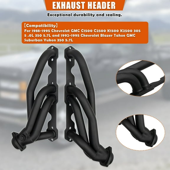 Exhaust Headers Polished Stainless Steel SBC Headers for 1988-1995 Chevy GMC C1500 C2500 K1500 K2500 1992-1995 Chevrolet Blazer Tahoe GMC Suburban Yukon 5.0L 5.7L 305 350
