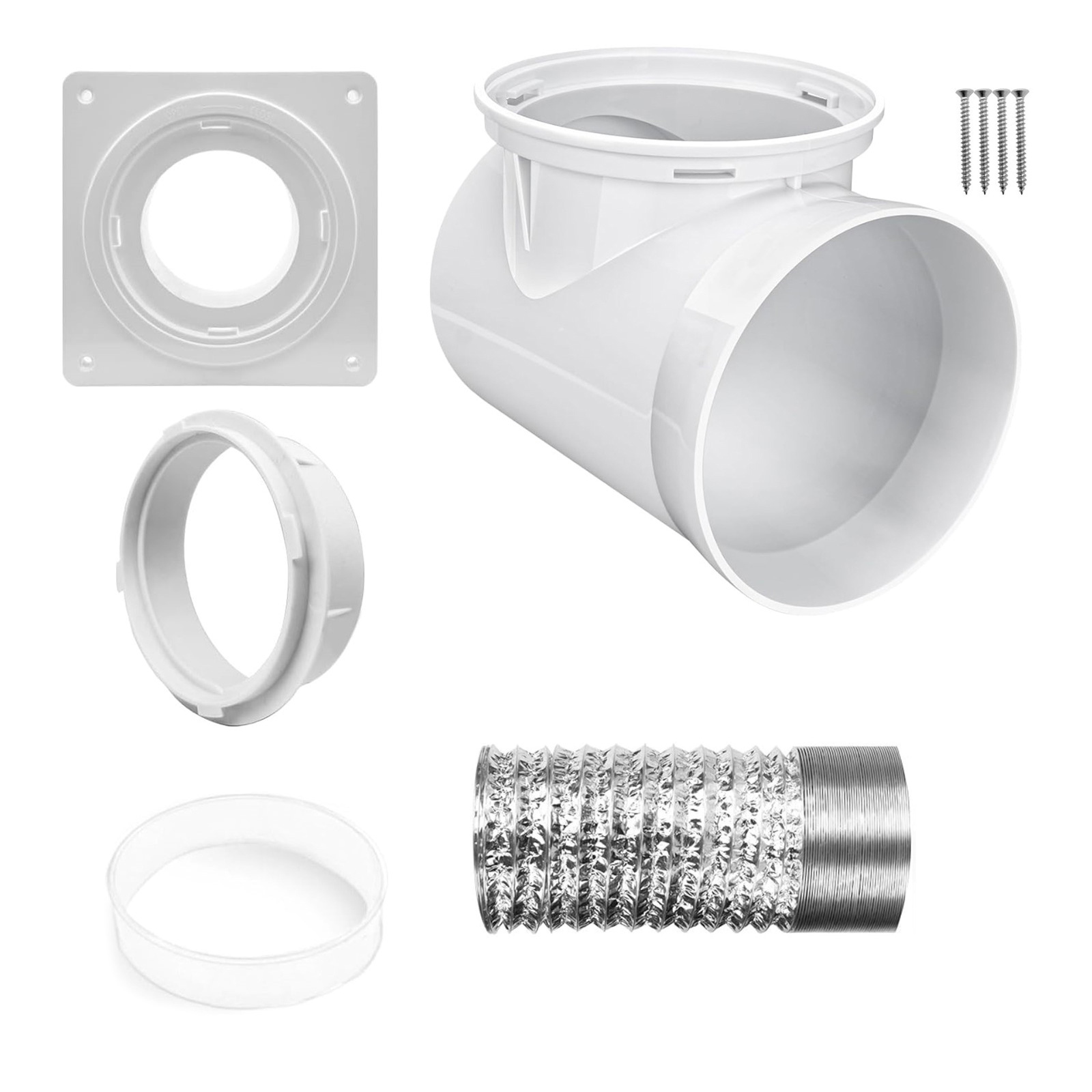 Exhaust Hose Connector Dryer Vent Set with Connection and Disconnection Dryer Vent Wall Plate Easy Assembly
