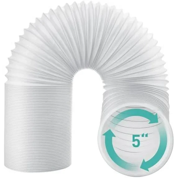 Exhaust Hose for Portable Air Conditioner, 5" Diameter AC Vent Hose, Replacement for Universal 5 inch AC Tube-Clockwise Thread, 59 inch Length White 5inch White 5inch White 5inch White 5inch