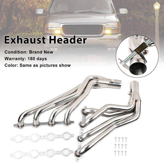 Exhaust Manifold Header Fit For Chevy 1999-2006 1-3/4" GMC Sierra 4.8 5.3 6.0 V8