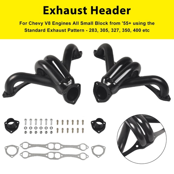 Exhaust Manifold Header Fit For Chevy Small Block SB V8 262 265 283 305 327 350 400