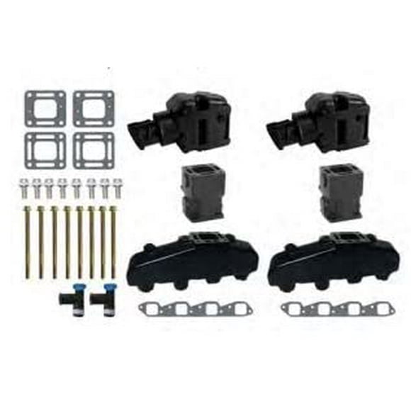 Exhaust Manifold Risers / Elbows Package Compatible with Mercruiser 7.4, 8.2, 454, 502 with 6 Inch Spacers by FASWORX