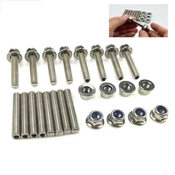 Exhaust Manifold Stud Stainless SteelNuts Kit  16PC For Ford Mustang Explorer 4.6 5.4 For Ford Mustang Explorer 4.6 5.4 Exhaust Manifold Studs & Nuts Kit