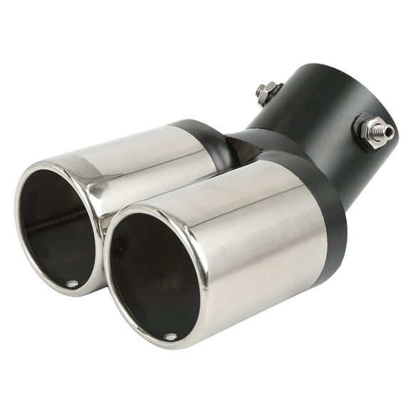Exhaust Muffler Tail Pipe Double Tip 7.01" Car 2.48" Inlet 4.96" Outlet Silver Tone