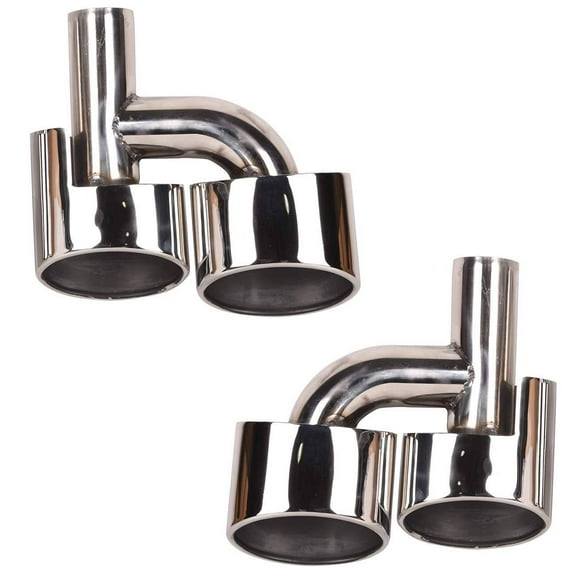 Exhaust Muffler Tip Pair, 2" Inlet 4.4" Outlet Polished Stainless Steel Weld-On -Exhaust Muffler Pipe Tip Pair