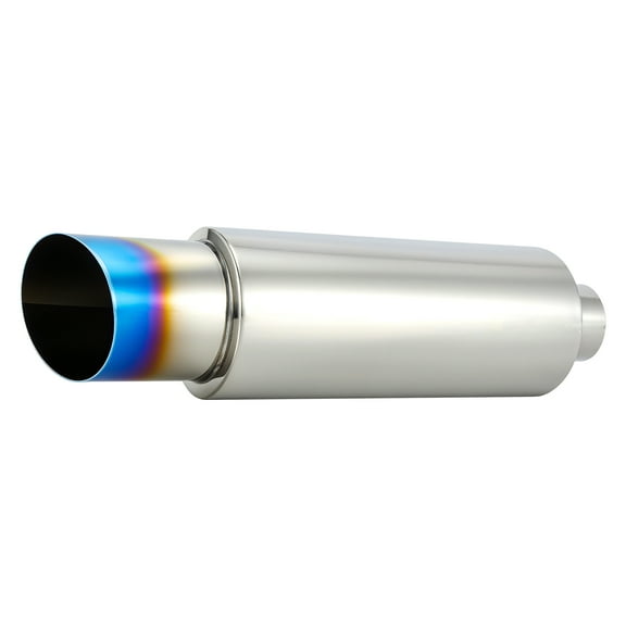 Exhaust Muffler Universal Stainless Steel Muffler Tip Straight-Through Performance for Cars Trucks, 2.25" Inlet/3" Outlet, Overall Length 15", Titanium Burnt Tip