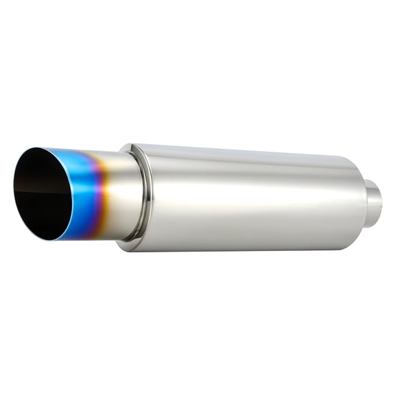 Exhaust Muffler Universal Stainless Steel Muffler Tip Straight-Through Performance for Cars Trucks, 2" Inlet/3" Outlet, Overall Length 15", Titanium Burnt Tip
