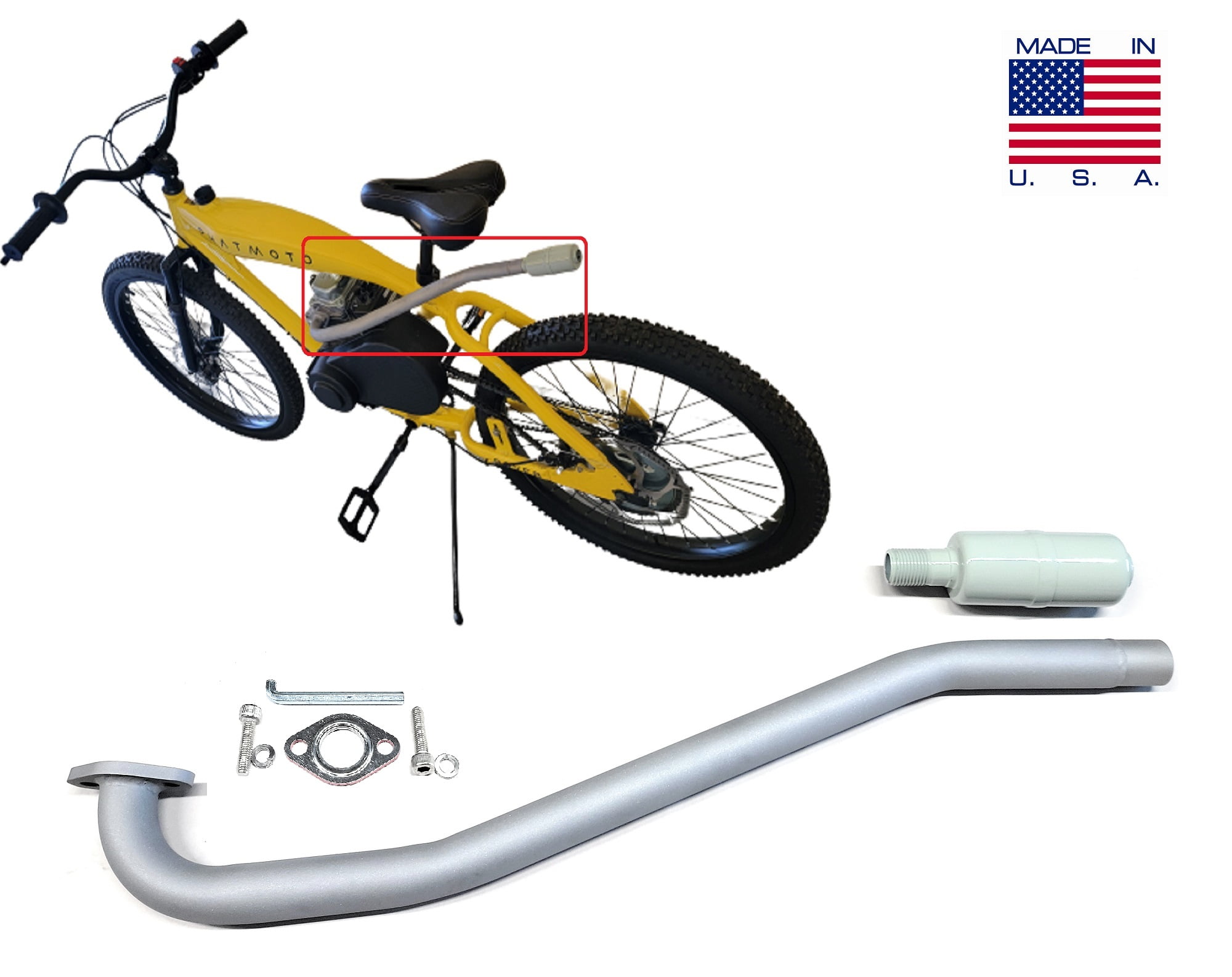Exhaust Muffler for: Phatmoto Rover Motorized bicycle