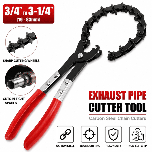 Exhaust Pipe Cutter Tool, Carbon Steel Chain Tailpipe Cutting Pliers for Muffler Copper PVC Tubing Tight Spaces