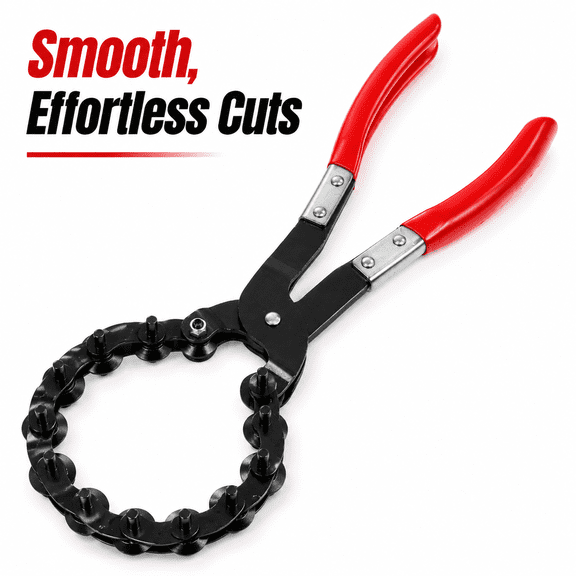 Exhaust Pipe Cutter Tool with Nonslip Handle Cuts 3/4" to 3-1/4" Pipe Carbon Steel Exhaust Pipe Cutter Easy One Handed Rotation Chain Tailpipe Cutter for Tight Spaces