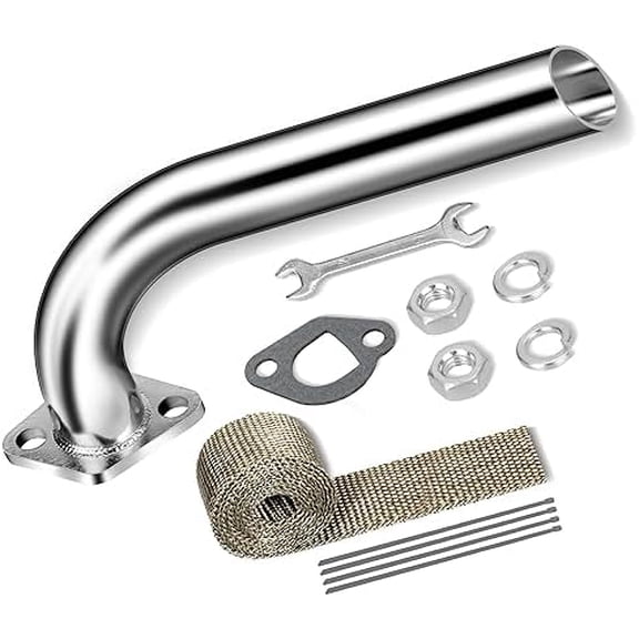 Exhaust Pipe Header for CT200u Coleman BT200X CT200U-EX KT196 Mini Bike Go Kart Predator 212cc 224cc 196cc 6.5HP GX160 GX200 Clone Engine Baja Warrior MB200 Performance Parts Silver