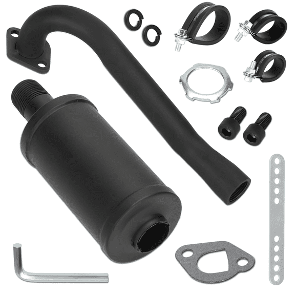 Exhaust Pipe Muffler Silencer Kit for Non Hemi Predator 212cc 196cc 6.5hp Coleman Powersports KT196 CK196 RTK200 BK200 Go Kart TrailMaster Hammerhead 80T GX160 GX200 Clone Parts Black