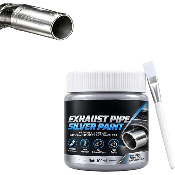 Exhaust Pipe Silver Restoration Paint, High Temperature Heat (1PC) Resistant Tailpipe Metallic Paint, All-Weather Rust Prevention Anti-Corrosion Muffler Coating for Cars & Motorcycles