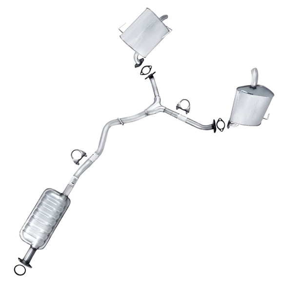 Stainless Steel Exhaust Resonator Pipe, Driver & Passenger-Side Mufflers Fits 2010-2015 Subaru Outback 3.6L - Direct Fit