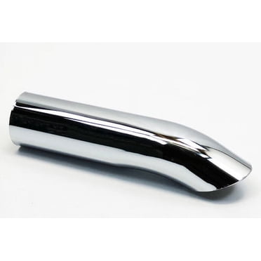 Wesdon Chrome Exhaust Tip - 1.75" Diameter, 8" Long, 1.5" Inlet, Turn Down Weld-On Style