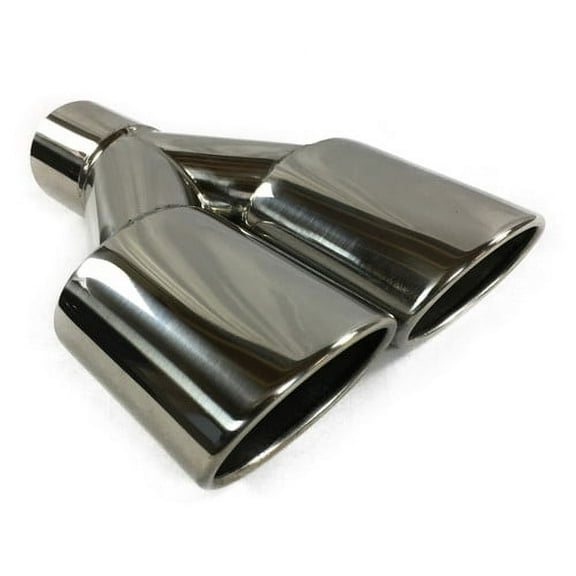 Exhaust Tip 2.25 In Inlet Dual 3.00 Oval X 2.50 High Outlets 9.75 In Long Resonated Stainless WDOR30250975-225-SS Wesdon Exhaust Tip