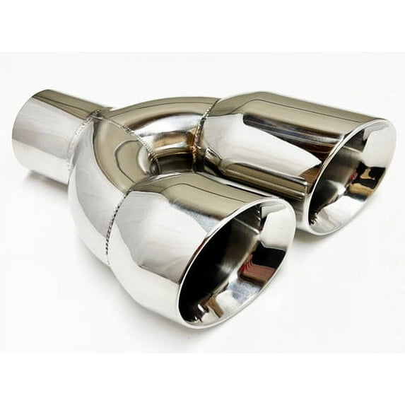 Exhaust Tip 2.25" Inlet 3.50 Outlet 9.50 WDWDS350950-225-HP-SS Dual Double Wall Sideway Slant Angle Polished 304 Stainless Steel Wesdon Exhaust Tip