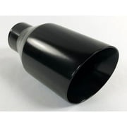 Exhaust Tip 2.25" Inlet 4.00" Outlet 8.00" long Slant Angle Black Stainless Steel Wesdon Exhaust Tip