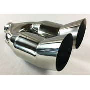 Exhaust Tip 2.25" Inlet Dual 3.00" Outlet 11.25" long Slant Stainless Steel WDTU30011-225-SS Wesdon Exhaust Tip