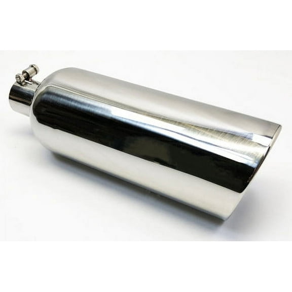Exhaust Tip 2.50" Inlet 6.00" X 18.00" Long Bolt On Rolled Slant Polished 304 Stainless Steel WBOSS60018-250-RS-SS Wesdon Exhaust Tip
