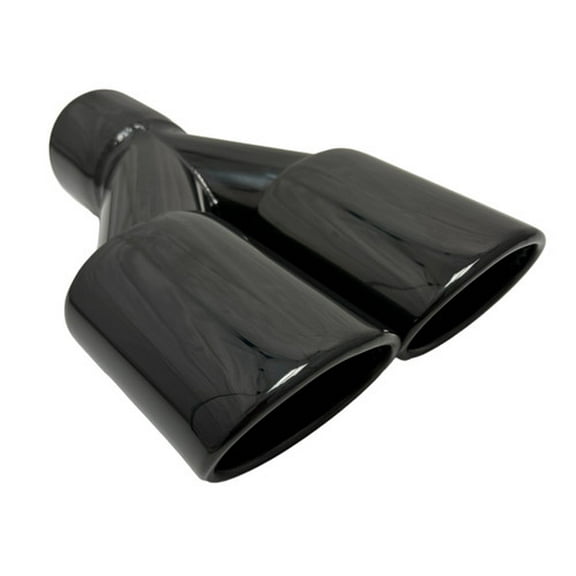 Exhaust Tip 2.50 Inlet Dual 3.00 Oval X 2.50 High Outlets 9.75 In WDOR30250975-250-SS-BC Resonated Black Chrome 304 Stainless Steel Wesdon Exhaust Tip