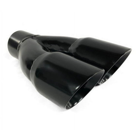 "Wesdon Automotive Dual Exhaust Tip 2.50"" Inlet 3.00"" Outlet 9.75"" Long Round Double Wall Black Stainless Steel"