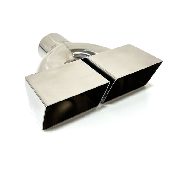 Exhaust Tip 2.50 in Inlet 8.25" X 3.00" Rectangle WMPRSCHAL250-SS Dual 304 Polished Stainless Steel Wesdon Exhaust Tip