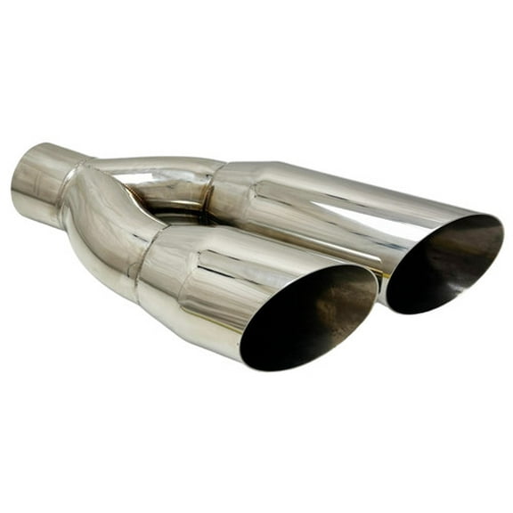 Wesdon Automotive Exhaust Tip WDSW40018-250-HP-SS Single Wall Sideways Slant 2.50" Inlet 4.00" Dual Outlet 18.00" Long 304 Stainless