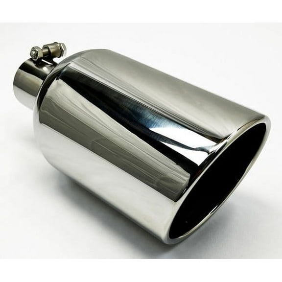 Exhaust Tip 2.50" Inlet 6.00" X 12.00" Bolt On W60012-250-BOSS-HP-RS Rolled Slant Polished 304 Stainless Steel Wesdon Exhaust Tip