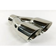 Exhaust Tip 2.50" Inlet Dual 3.00  X 9.50 Long Round Double Wall Stainless Wesdon Exhaust Tip