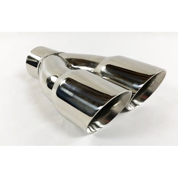 Wesdon Automotive Stainless Dual Exhaust Tip, 2.50" Inlet, 3.00" x 9.50" Long, Round Double Wall
