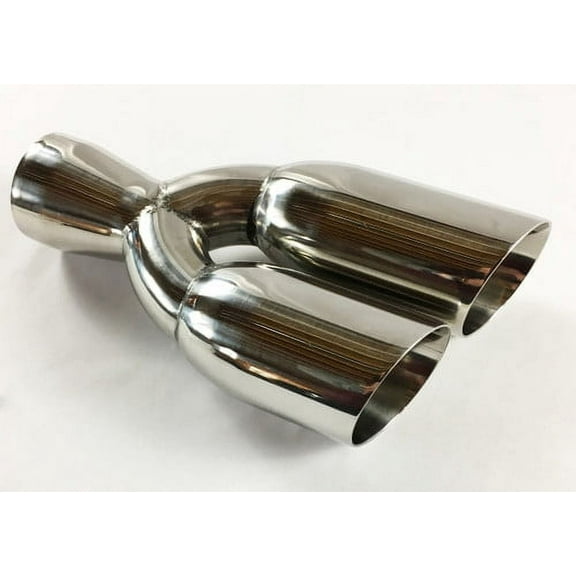 Exhaust Tip 3.00" Inlet 3.00" Outlet 13.50" long Dual Round Slant Angle Stainless Steel WDWDRS30013-300-SS Wesdon Exhaust Tip