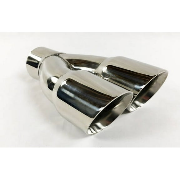 Exhaust Tip 3.00" Inlet Dual 3.00  X 9.50 Long Round Double Wall Stainless Wesdon Exhaust Tip