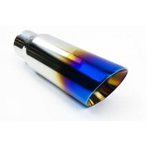Exhaust Tip 4.00&quot; Dia OD 3.00&quot; Dia ID X 12.00&quot; Long 3.00&quot; Inlet Slant Double Wall Stainless Blue  Flame Wesdon Exhaust Tip
