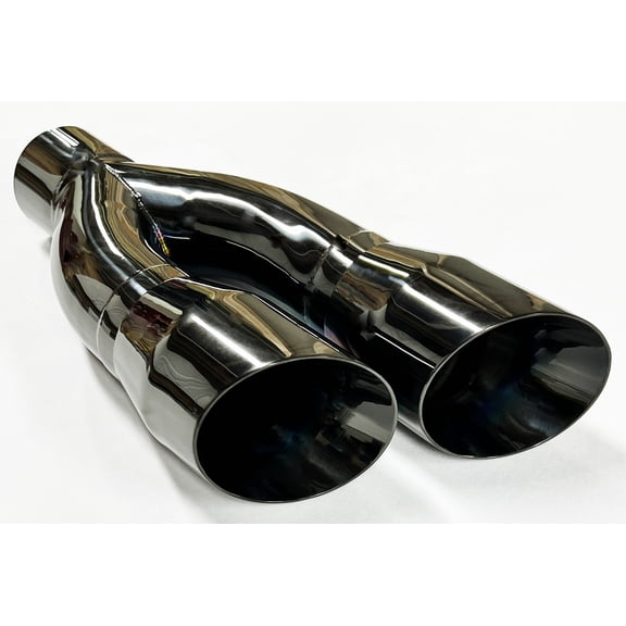 Exhaust Tip 4.00" Outlet 16.00" long 3.00" Inlet  Dual Slant Angle Black 304 Stainless  WDWD304016-300-MBK-SS Wesdon Exhaust Tip