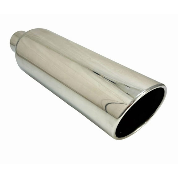 Exhaust Tip 5.00" Dia X 18.00" Long 2.50" Inlet Bolt On Rolled Slant Polished Stainless Steel W50018-250-BOSS-RS Wesdon Exhaust Tip