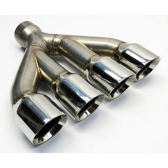 Exhaust Tip Center 3.00 inlet 3.50 Quad 15.00 Long WCQUAD35015-300-SS Rolled Slant Stainless Steel Wesdon Exhaust Tip