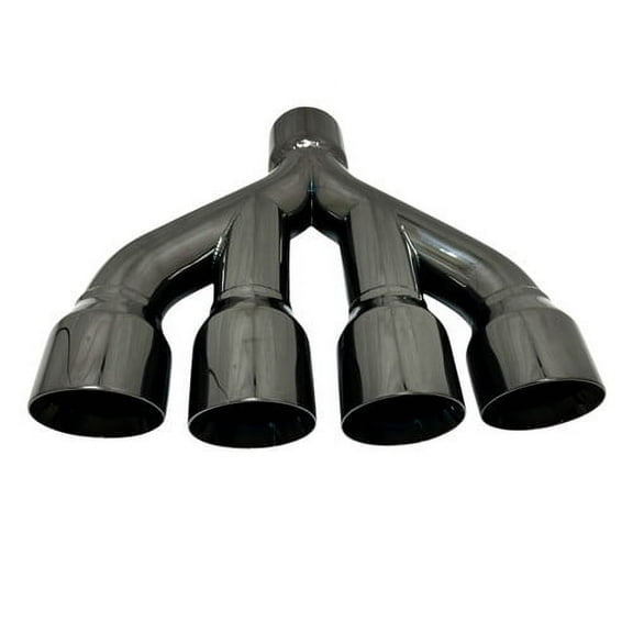 Exhaust Tip Center 3.00 inlet 3.50 Quad 15.00 Long WQD35015-300-BC-SS Rolled Slant Black Chrome 304 Stainless Steel Wesdon Exhaust Tip