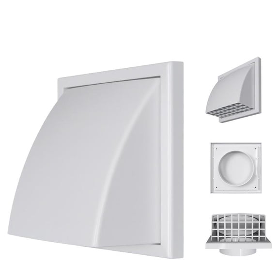 Exhaust Vent for Exterior Wall, Rain Proof Ventilation Cap with Backdraft Damper,  Air Hood exit for Bathroom Kitchen and HVAC Systems