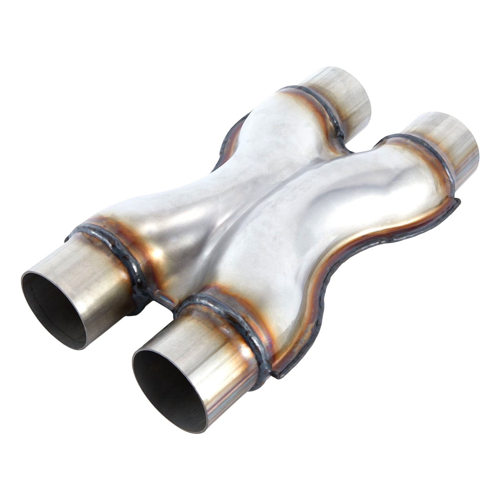 Exhaust X Pipe, Universal 2.5" Dual Inlet/Outlet Stainless Steel Crossover X Pipe 12" Long