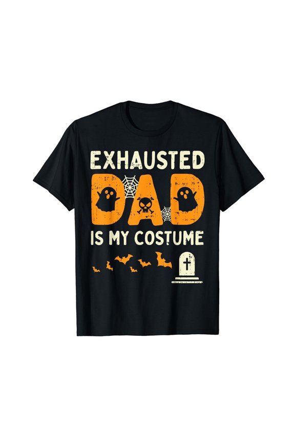 Exhausted Dad Costume Funny Matching Halloween Men Gift T-Shirt