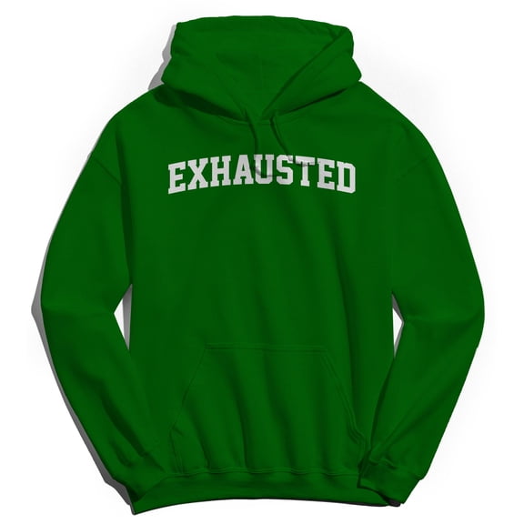 Exhausted Graphic Irish Green Men's Cotton Pullover Hoodie
