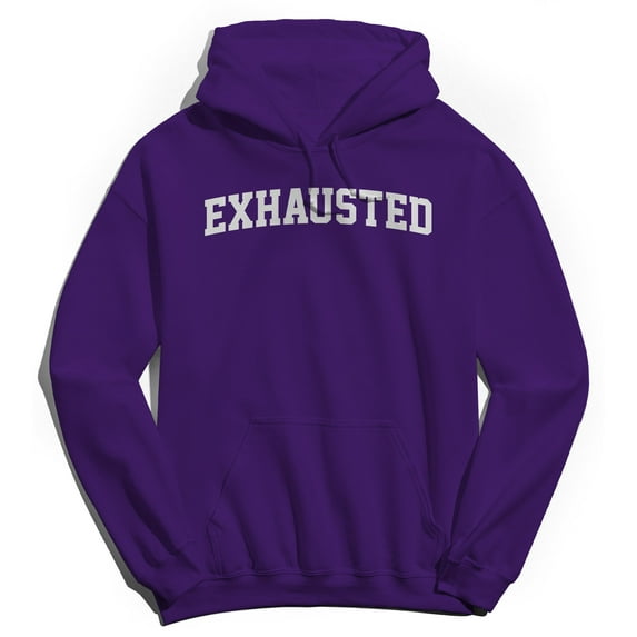 Exhausted Graphic Purple Men's Cotton Pullover Hoodie