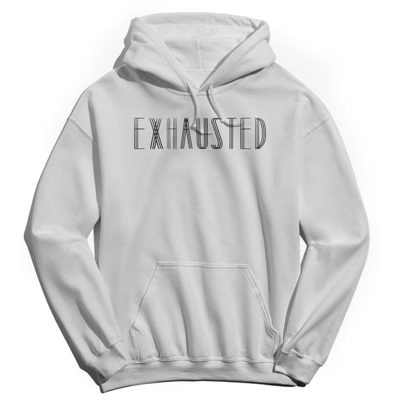 Exhausted Humor Graphic White Men's Crewneck Sweatshirt Hoodie