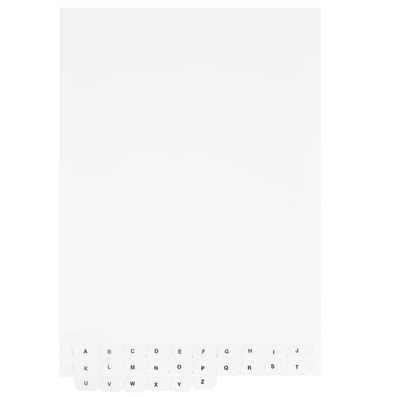 Exhibitindexes Bottom A-Z Index Dividers, 26 Tab Alphabetical Dividers, Bottom Tab, White Paper - Made in The USA