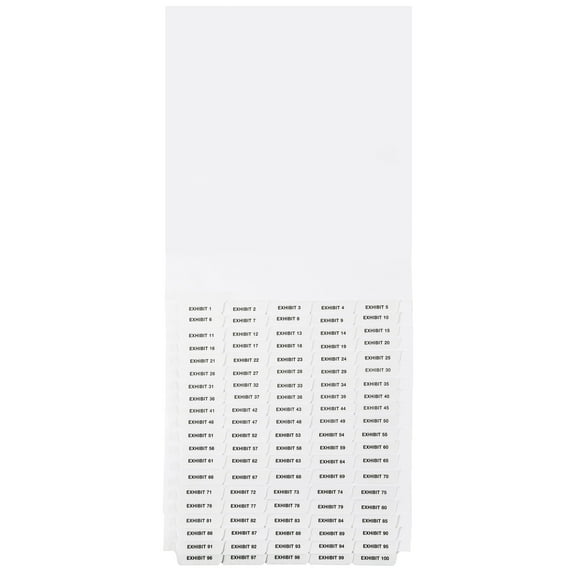 Exhibitindexes Bottom Exhibit Dividers 1-100 AVE Style Bold Tabs Made in The USA