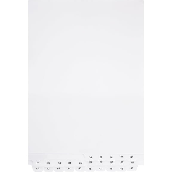 Exhibitindexes Bottom Numbered Dividers Tabs Letter Size Set of 26-50