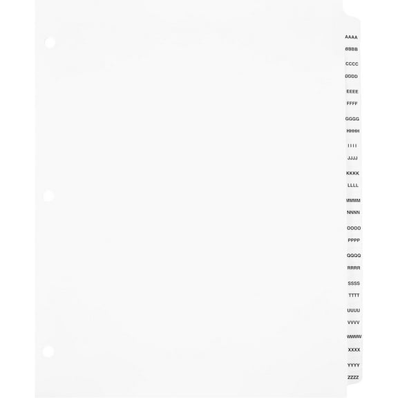 Exhibitindexes Exhibit Dividers AAAA-ZZZZ (4A-4Z) - 3 Hole Punched AVE Style Bold Tabs - Made in The USA Letter Size