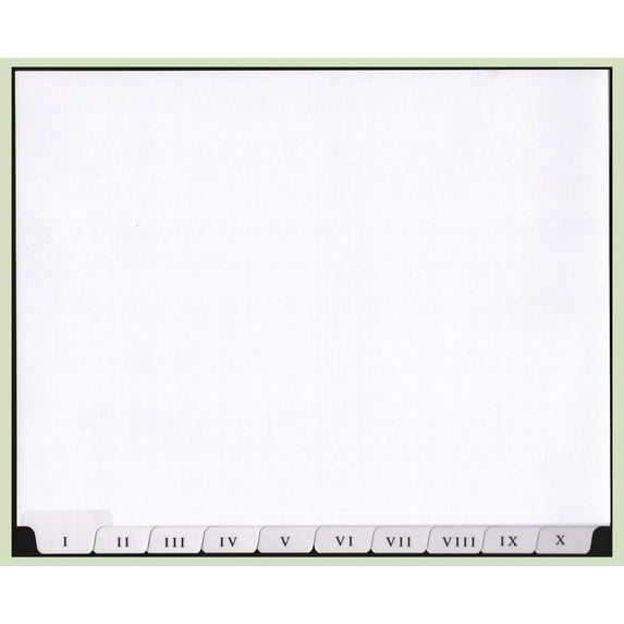 Exhibitindexes® Roman Numeral Dividers Landscape